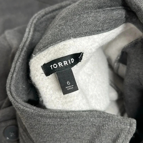 Torrid Peacoat Coat Jacket Button Down Collar Pockets Fleece Lined Grey - Picture 8 of 10